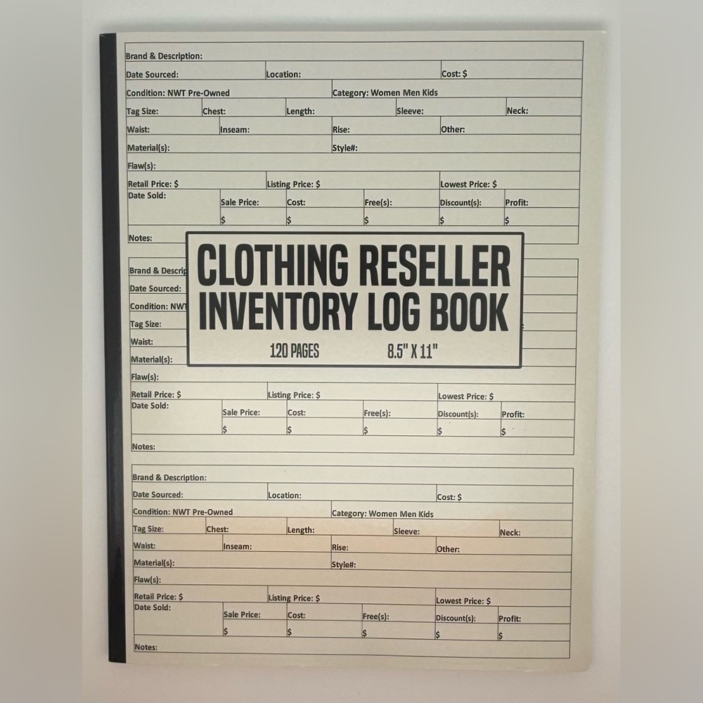 Clothing Reseller Inventory Log Book 120 Pages